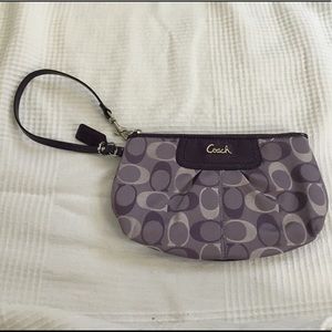 Purple Coach clutch wristlet